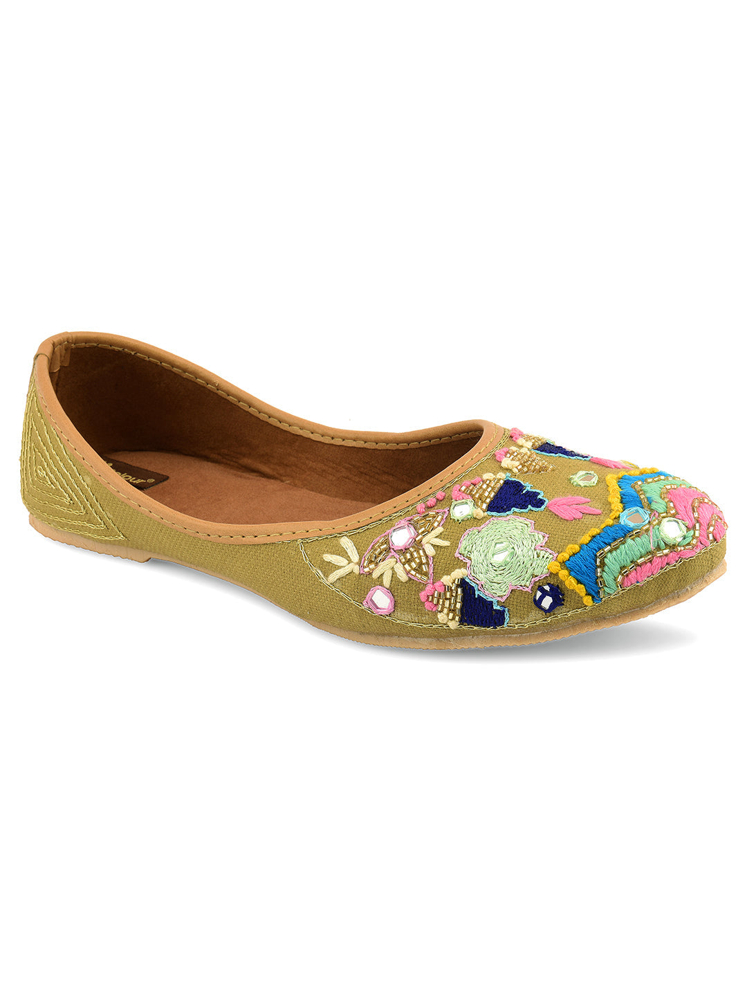 Desi Colour Women Indian Ethnic Footwear-Daily Wear Jute Floral Mirror | Grocsy