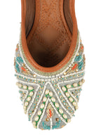 Desi Colour Women Indian Ethnic Footwear-Party Wear Grey Multi Pearl | Grocsy