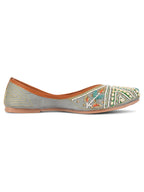 Desi Colour Women Indian Ethnic Footwear-Party Wear Grey Multi Pearl | Grocsy