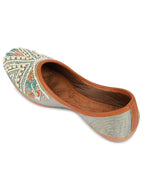 Desi Colour Women Indian Ethnic Footwear-Party Wear Grey Multi Pearl | Grocsy