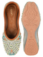 Desi Colour Women Indian Ethnic Footwear-Party Wear Grey Multi Pearl | Grocsy