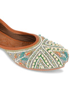 Desi Colour Women Indian Ethnic Footwear-Party Wear Grey Multi Pearl | Grocsy