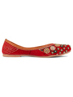Desi Colour Women Indian Ethnic Footwear-Red Velvet Stone | Grocsy