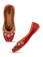 Desi Colour Women Indian Ethnic Footwear-Red Velvet Stone | Grocsy