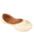 Desi Colour Women Indian Ethnic Footwear-White Dabka | Grocsy