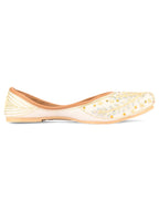 Desi Colour Women Indian Ethnic Footwear-White Dabka | Grocsy