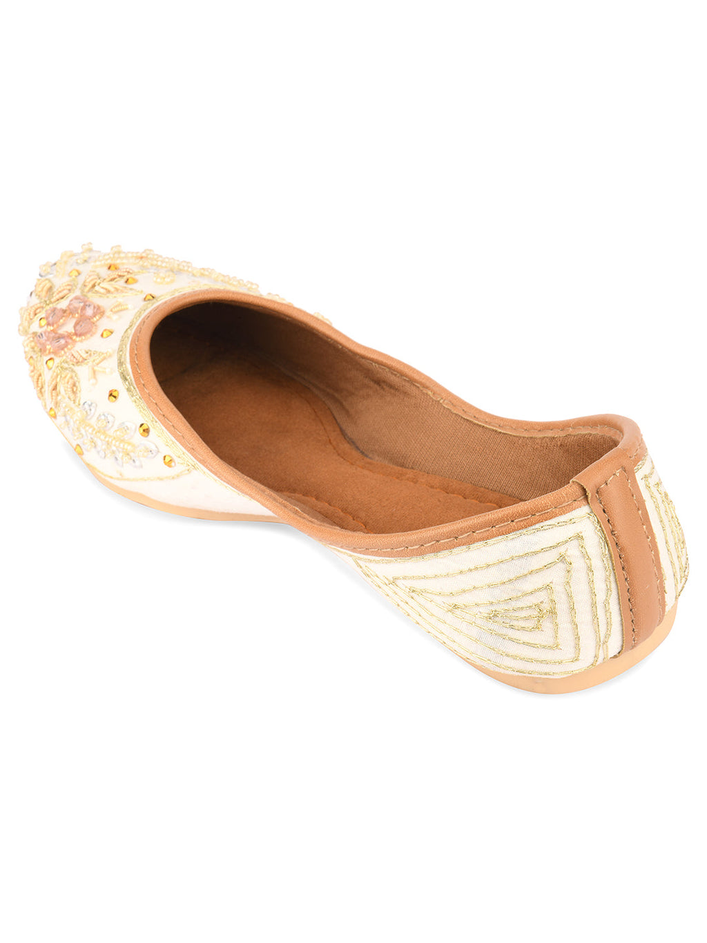 Desi Colour Women Indian Ethnic Footwear-White Dabka | Grocsy