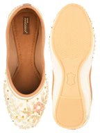 Desi Colour Women Indian Ethnic Footwear-White Dabka | Grocsy