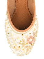 Desi Colour Women Indian Ethnic Footwear-White Dabka | Grocsy