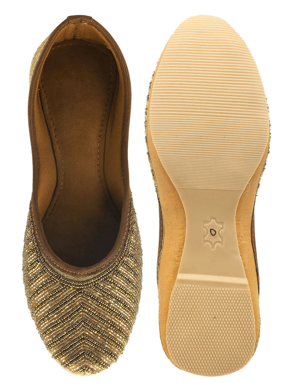 Desi Colour Women Indian Ethnic Footwear-TPR-Golden Lines | Grocsy