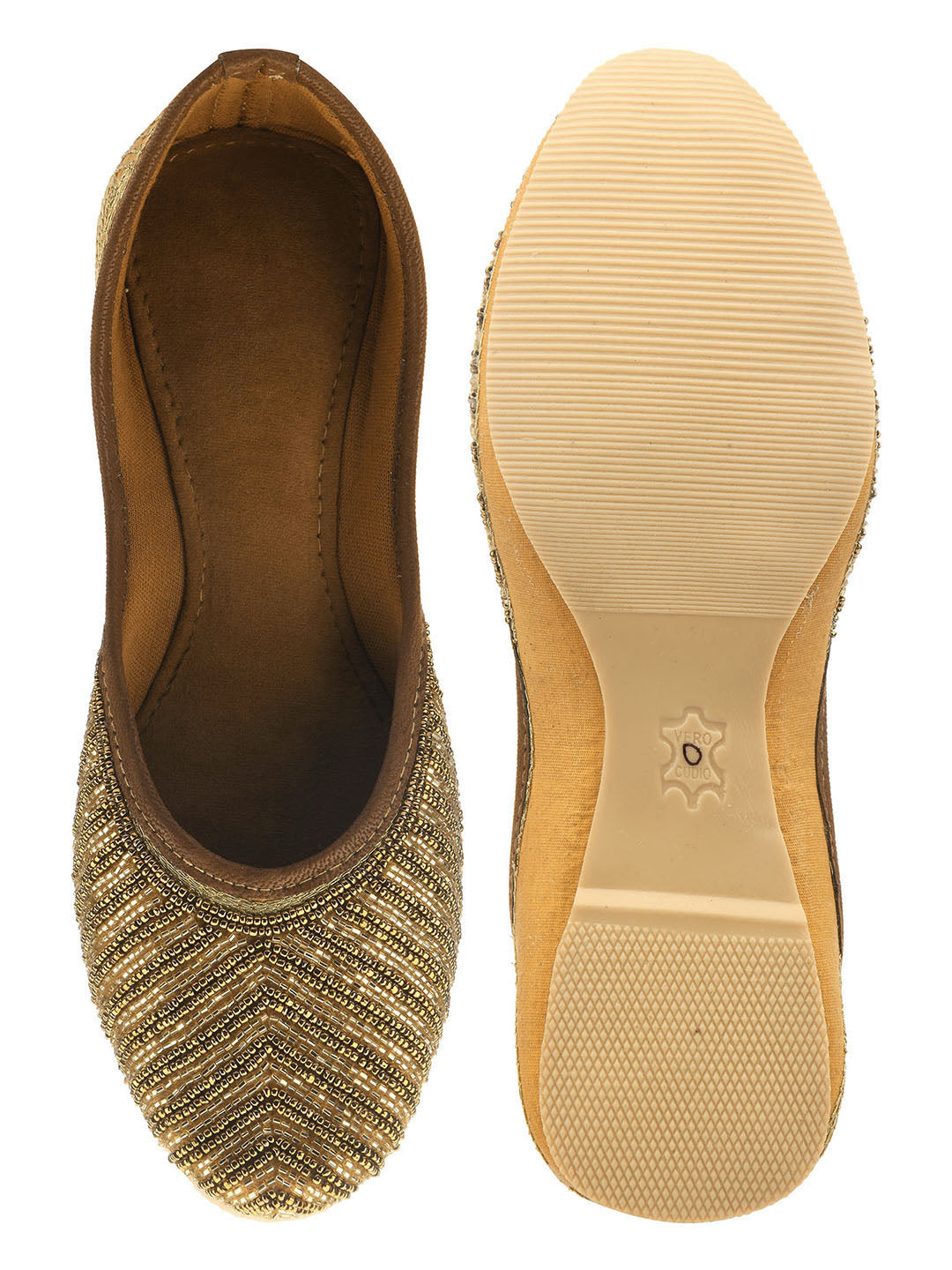 Desi Colour Women Indian Ethnic Footwear-TPR-Golden Lines | Grocsy