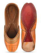Desi Colour Women Indian Ethnic Footwear-Tan Leather Emb | Grocsy