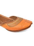 Desi Colour Women Indian Ethnic Footwear-Tan Leather Emb | Grocsy