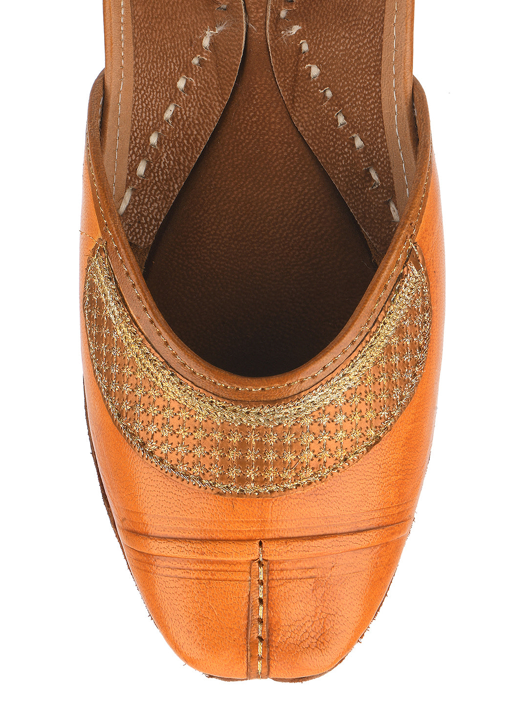 Desi Colour Women Indian Ethnic Footwear-Tan Leather Emb | Grocsy