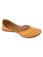 Desi Colour Women Indian Ethnic Footwear-Tan Leather Laser Cut | Grocsy