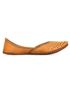 Desi Colour Women Indian Ethnic Footwear-Tan Leather Laser Cut | Grocsy