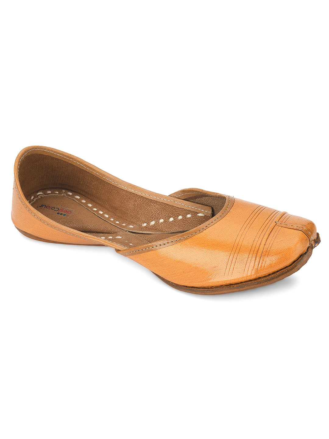 Desi Colour Women Indian Ethnic Footwear-Tan Leather Basic | Grocsy