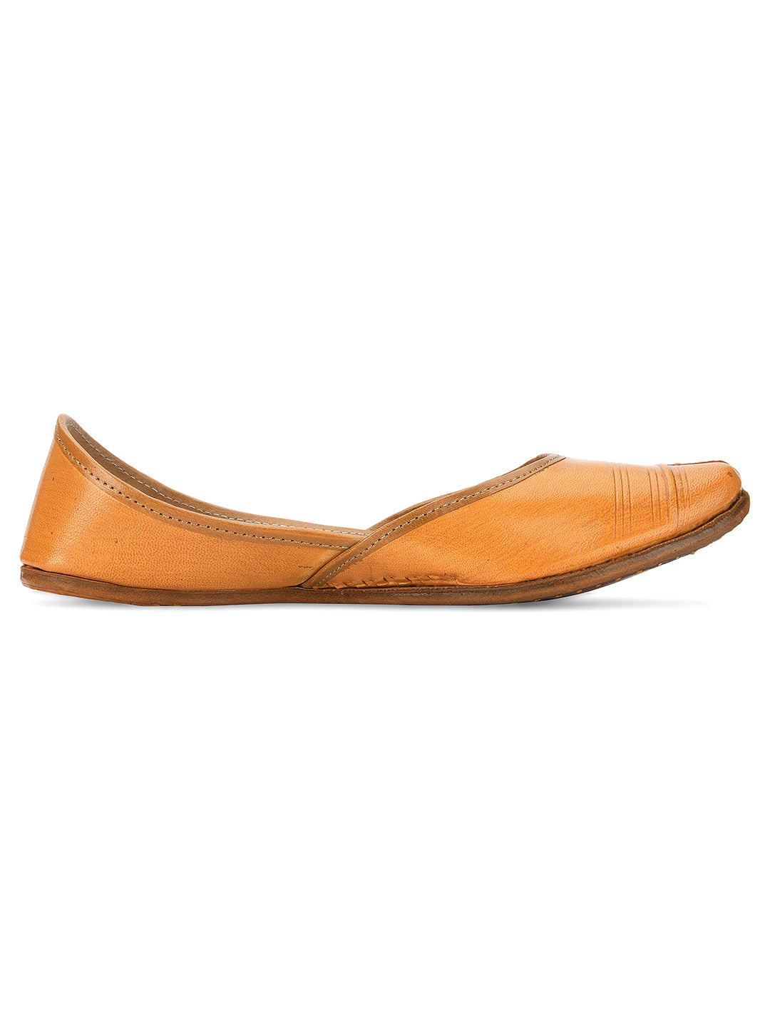 Desi Colour Women Indian Ethnic Footwear-Tan Leather Basic | Grocsy