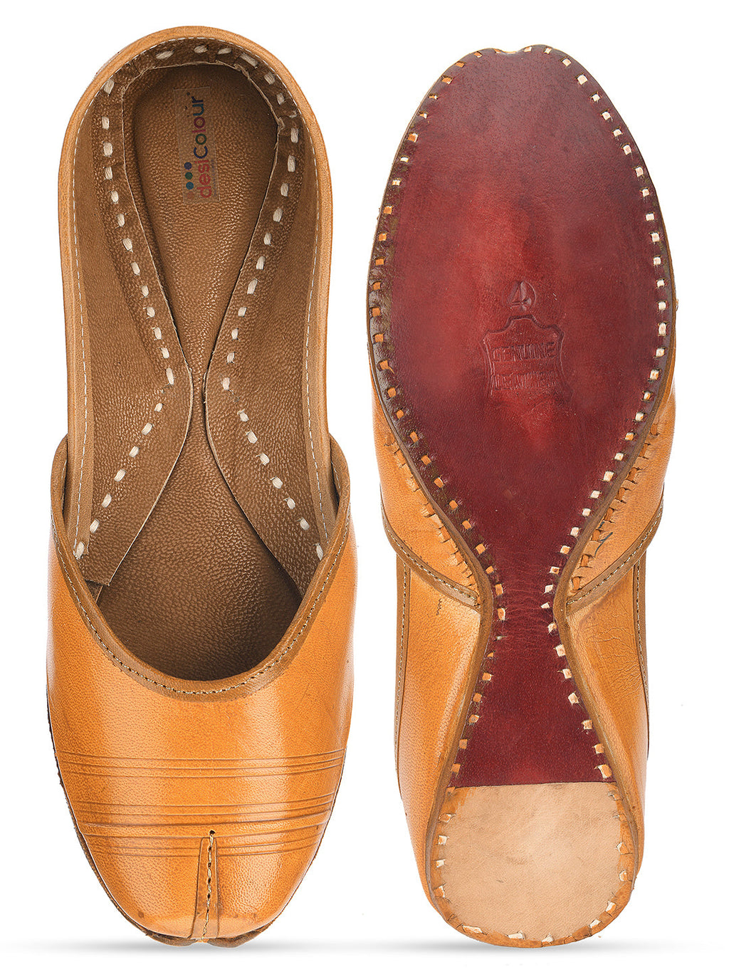 Desi Colour Women Indian Ethnic Footwear-Tan Leather Basic | Grocsy