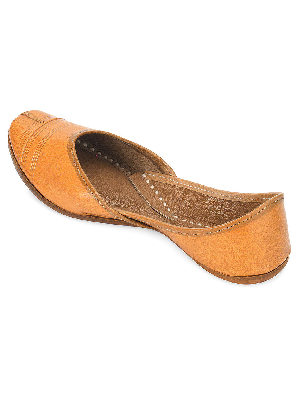 Desi Colour Women Indian Ethnic Footwear-Tan Leather Basic | Grocsy