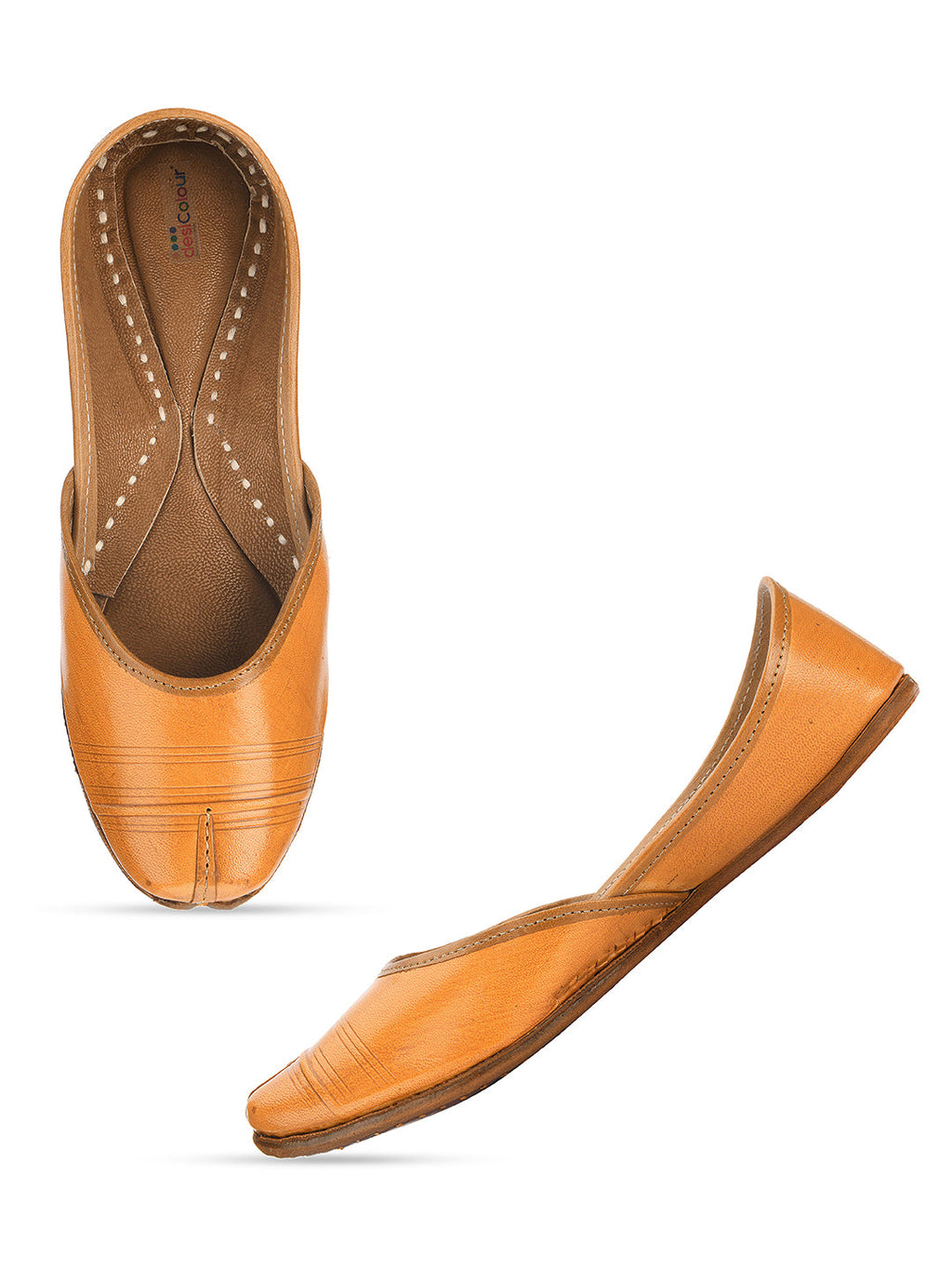 Desi Colour Women Indian Ethnic Footwear-Tan Leather Basic | Grocsy