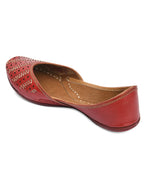 Desi Colour Women Indian Ethnic Footwear-Red Leather Zari | Grocsy