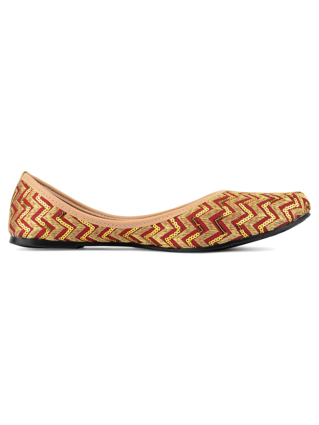 Desi Colour Women Indian Ethnic Footwear-Maroon Zigzag | Grocsy