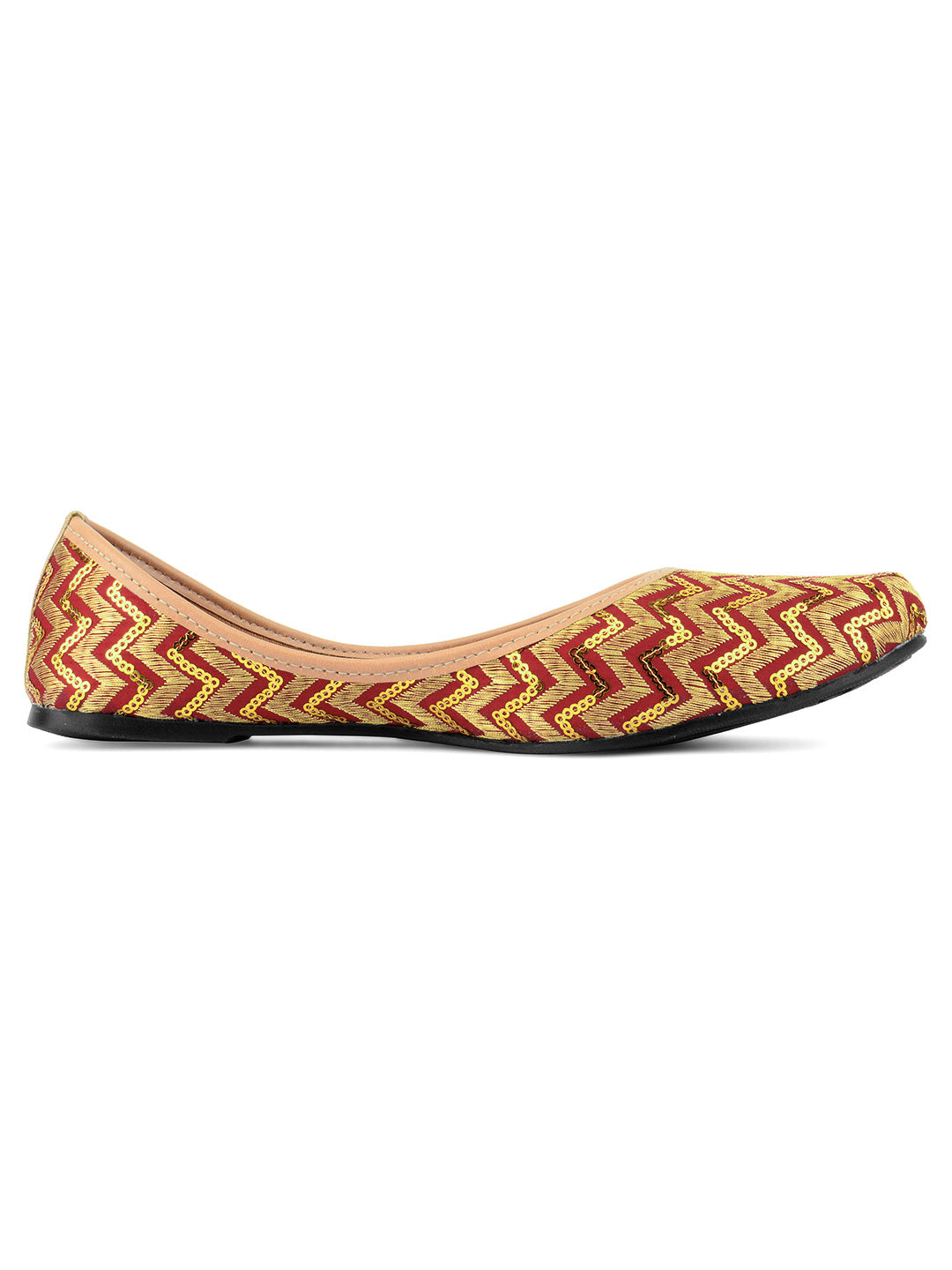 Desi Colour Women Indian Ethnic Footwear-Maroon Zigzag | Grocsy