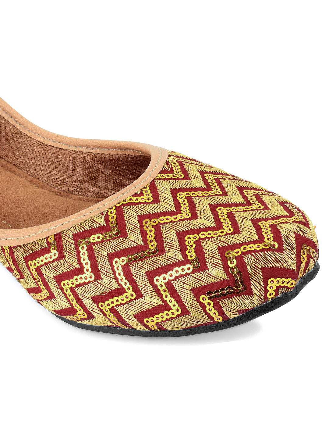 Desi Colour Women Indian Ethnic Footwear-Maroon Zigzag | Grocsy