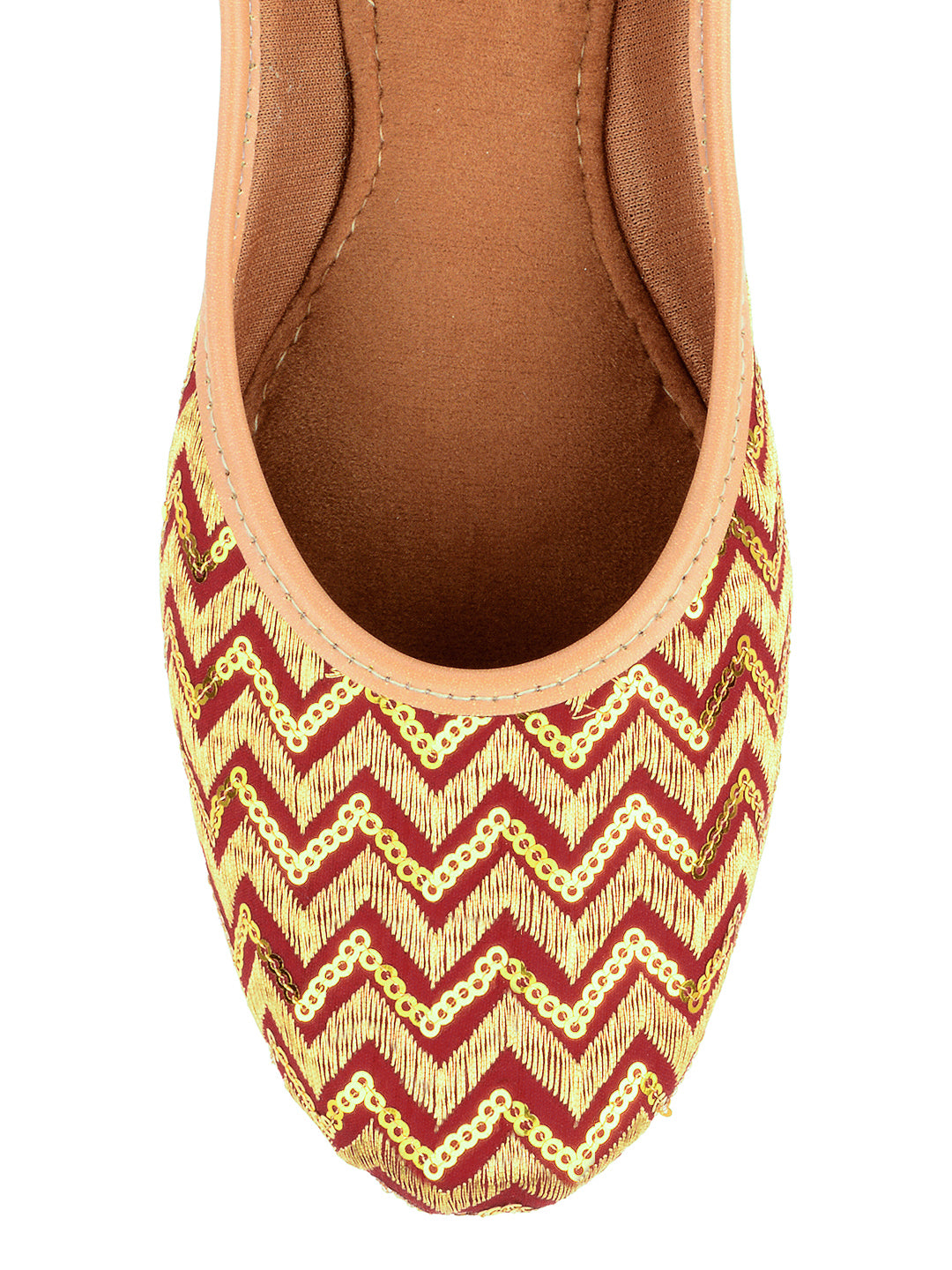 Desi Colour Women Indian Ethnic Footwear-Maroon Zigzag | Grocsy