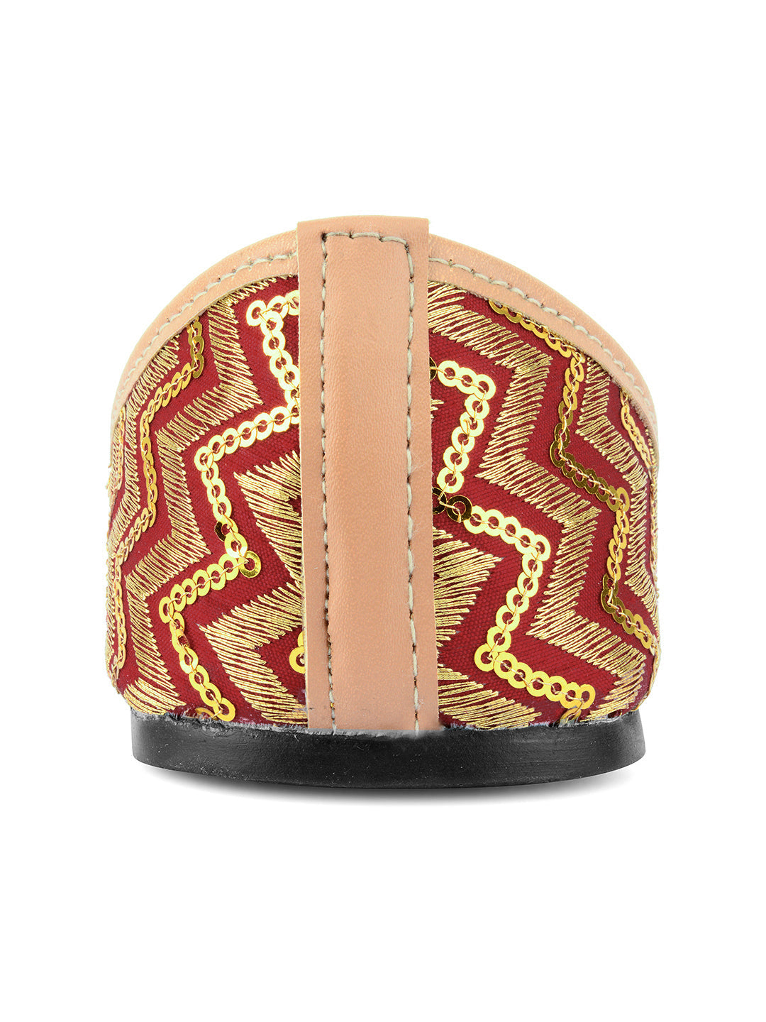 Desi Colour Women Indian Ethnic Footwear-Maroon Zigzag | Grocsy