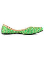 Desi Colour Women Indian Ethnic Footwear-Green Zigzag | Grocsy