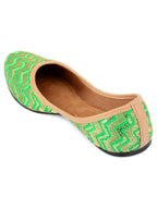 Desi Colour Women Indian Ethnic Footwear-Green Zigzag | Grocsy