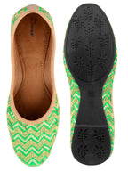 Desi Colour Women Indian Ethnic Footwear-Green Zigzag | Grocsy