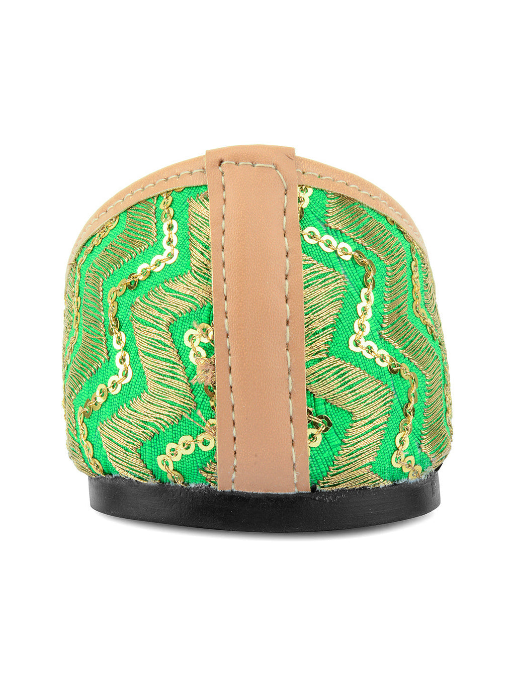Desi Colour Women Indian Ethnic Footwear-Green Zigzag | Grocsy