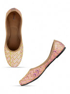 Desi Colour Women Indian Ethnic Footwear-Baby Pink Zigzag | Grocsy