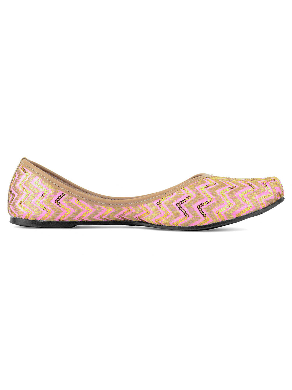 Desi Colour Women Indian Ethnic Footwear-Baby Pink Zigzag | Grocsy