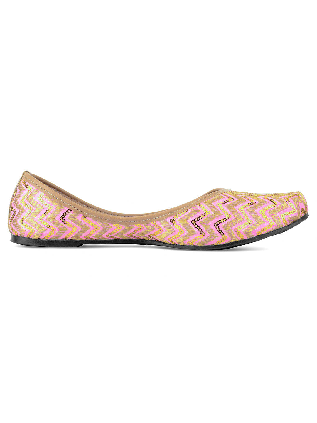 Desi Colour Women Indian Ethnic Footwear-Baby Pink Zigzag | Grocsy