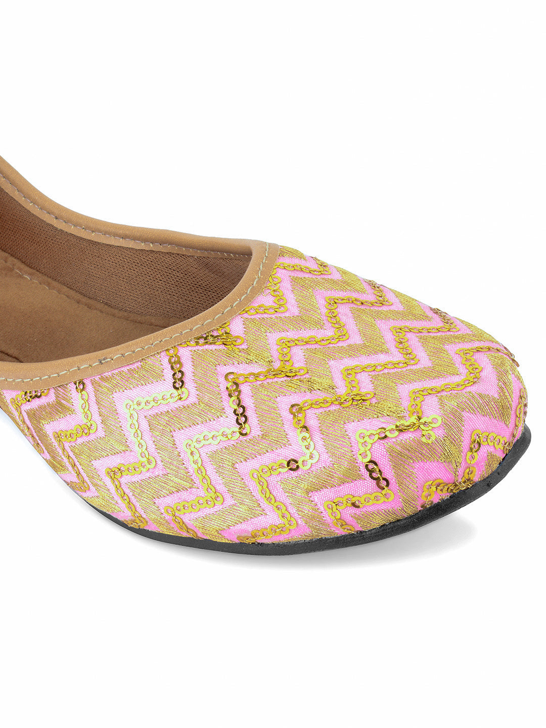 Desi Colour Women Indian Ethnic Footwear-Baby Pink Zigzag | Grocsy