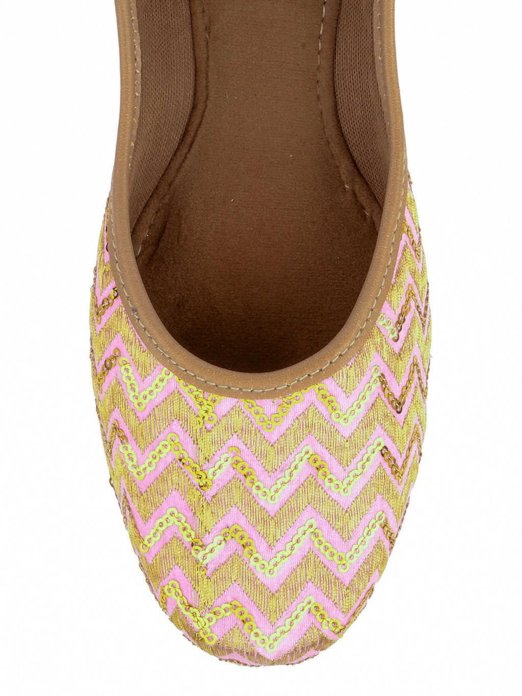 Desi Colour Women Indian Ethnic Footwear-Baby Pink Zigzag | Grocsy