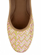 Desi Colour Women Indian Ethnic Footwear-Baby Pink Zigzag | Grocsy