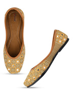 Desi Colour Women Indian Ethnic Footwear-Mini Mirror Emb- Gold | Grocsy