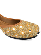 Desi Colour Women Indian Ethnic Footwear-Mini Mirror Emb- Gold | Grocsy