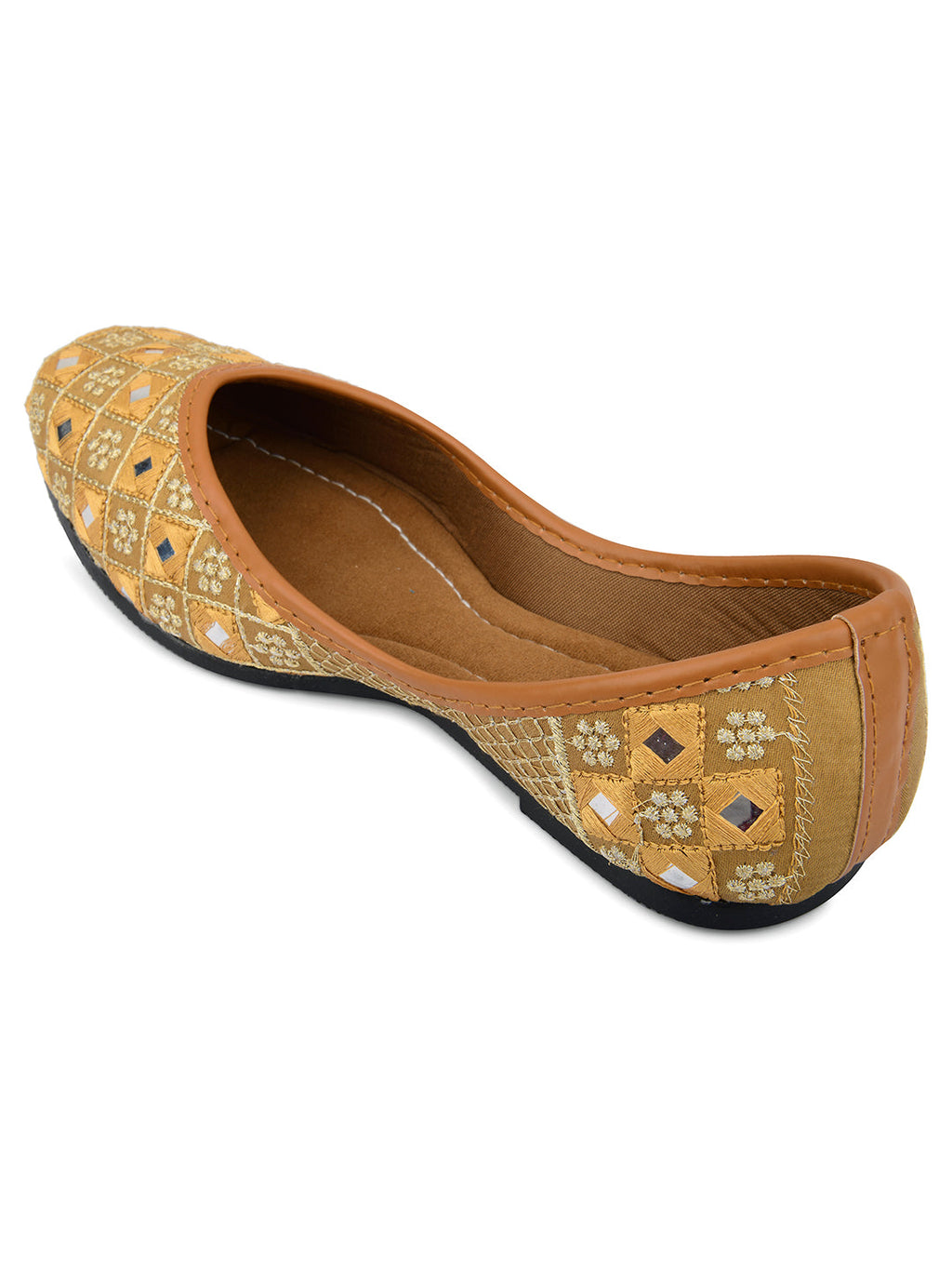 Desi Colour Women Indian Ethnic Footwear-Mini Mirror Emb- Gold | Grocsy