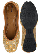 Desi Colour Women Indian Ethnic Footwear-Mini Mirror Emb- Gold | Grocsy