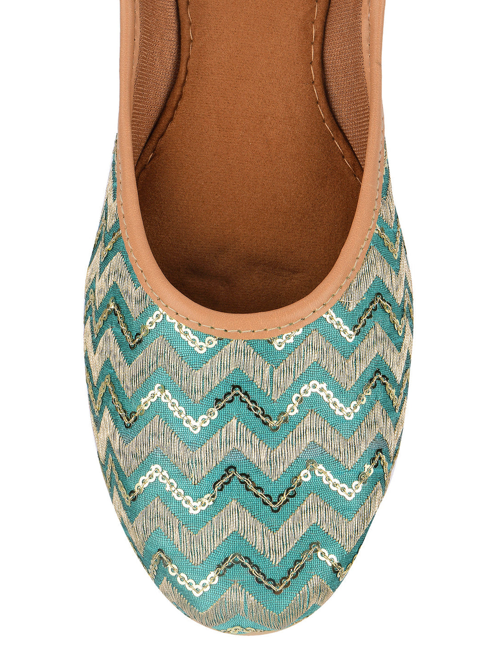 Desi Colour Women Indian Ethnic Footwear-Sea green Chevron | Grocsy
