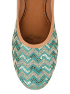 Desi Colour Women Indian Ethnic Footwear-Sea green Chevron | Grocsy