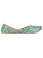 Desi Colour Women Indian Ethnic Footwear-Sea green Chevron | Grocsy