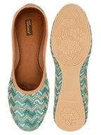 Desi Colour Women Indian Ethnic Footwear-Sea green Chevron | Grocsy