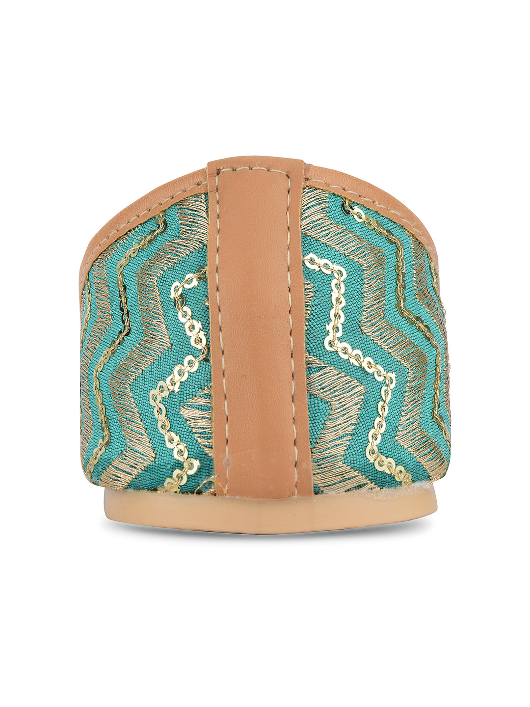 Desi Colour Women Indian Ethnic Footwear-Sea green Chevron | Grocsy